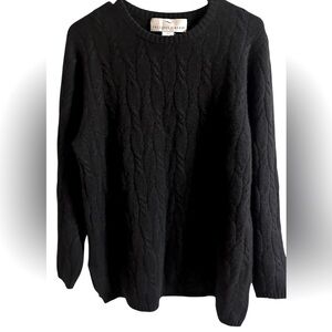 100% CASHMERE Vintage Precious Fibers Black Oversized Cable Knit Sweater Women L